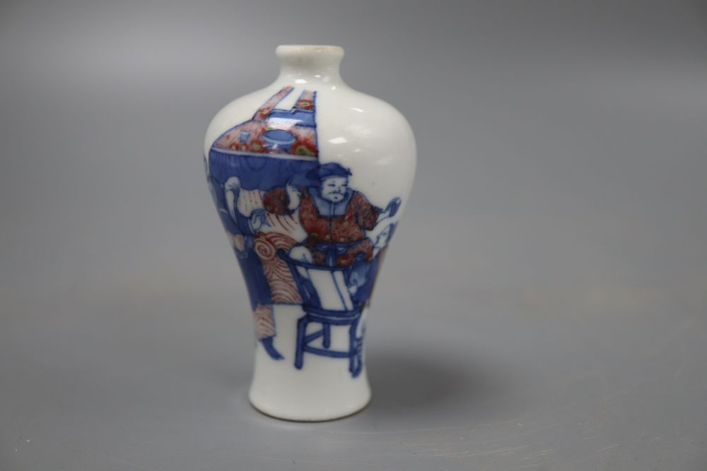 A miniature Chinese underglaze blue and copper red bottle vase, height 8cm